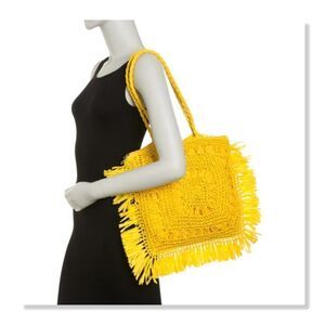 Most Wanted USA Seagrass Woven Tote in Yellow - NEW